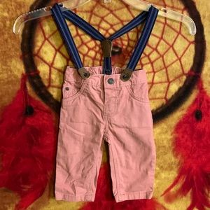 CARTER’S-baby girl’s pink cotton stretch waistband jeans w/suspenders